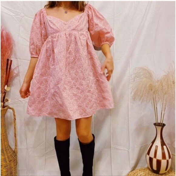 Revolve Wayf Puff Sleeve Babydoll Coquette Dress S - Picture 2 of 3